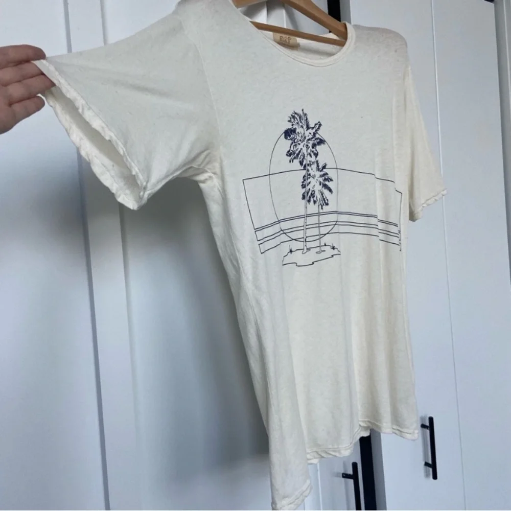 All Things Fabulous - Cotton/Linen Tee Shirt - Made Venice CA - Size S Ivory - Picture 5 of 15